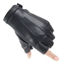 Long Keeper Fingerless Thermal Leather Gloves Men Women One Size, Black #a