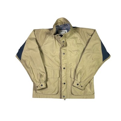 Orvis Sporting Traditions Mens Small Tan Navy Blue Field Jacket Outdoor Small