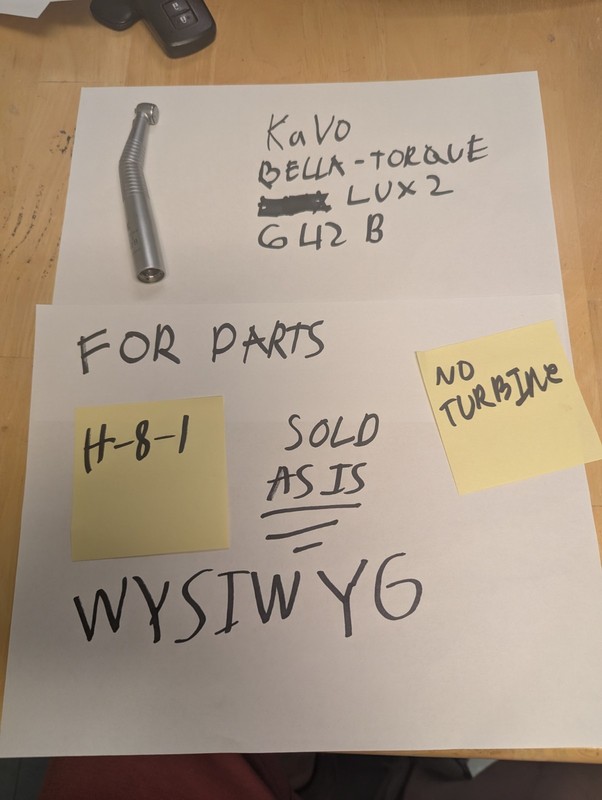 KaVo Bella-Torque LUX 2 642B High Speed Dental Handpiece For Parts H-8-1 no turb