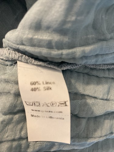 Grizas Designer Gauze Blue Linen Silk Sleeveless Tank Sundress Large Lagenlook - Picture 12 of 13
