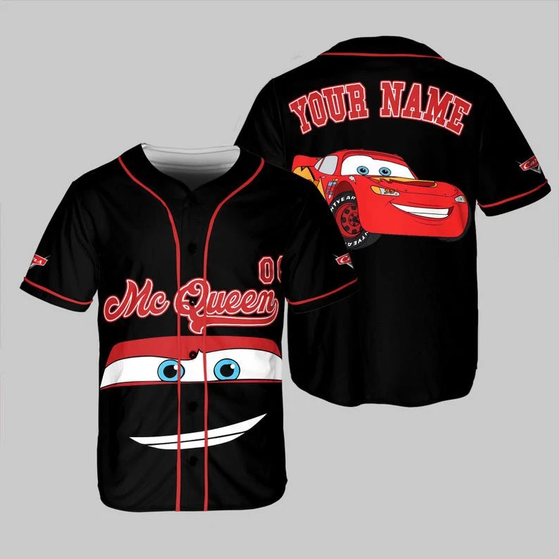 Personalized Lightning Mcqueen Radiator Springs Pixar Cars Baseball Jersey Shirt