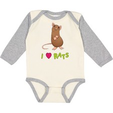 Inktastic I Love Rats Long Sleeve Creeper Pets Cute Tail Furry Feet Fuzzy Fancy