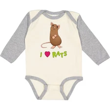 Inktastic I Love Rats Long Sleeve Creeper Pets Cute Tail Furry Feet Fuzzy Fancy