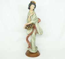 Vintage Japanese Oriental Women Figurine on Wooden Base approx. 16 inches Tall