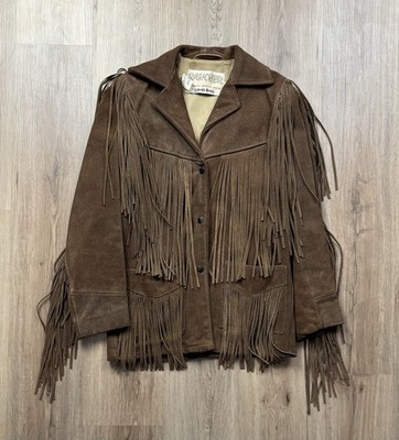 VINTAGE Schott Rancher Leather Rockabilly Fringe Jacket Size 8 Women s Western