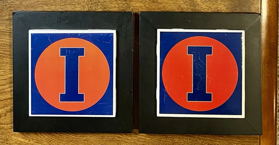 Illinois Fighting Illini Fan Swag - Hard Hat, 6 Handmade Coasters, 2 Wall Decor - Image 2 of 4