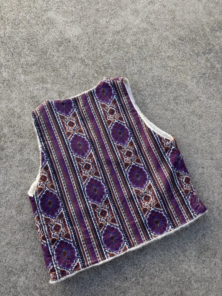 Chaleco Sherpa Reversible Psicodélico Púrpura De Colección Años 60 Años 70 Festival Hippie S Foto 3 de 4