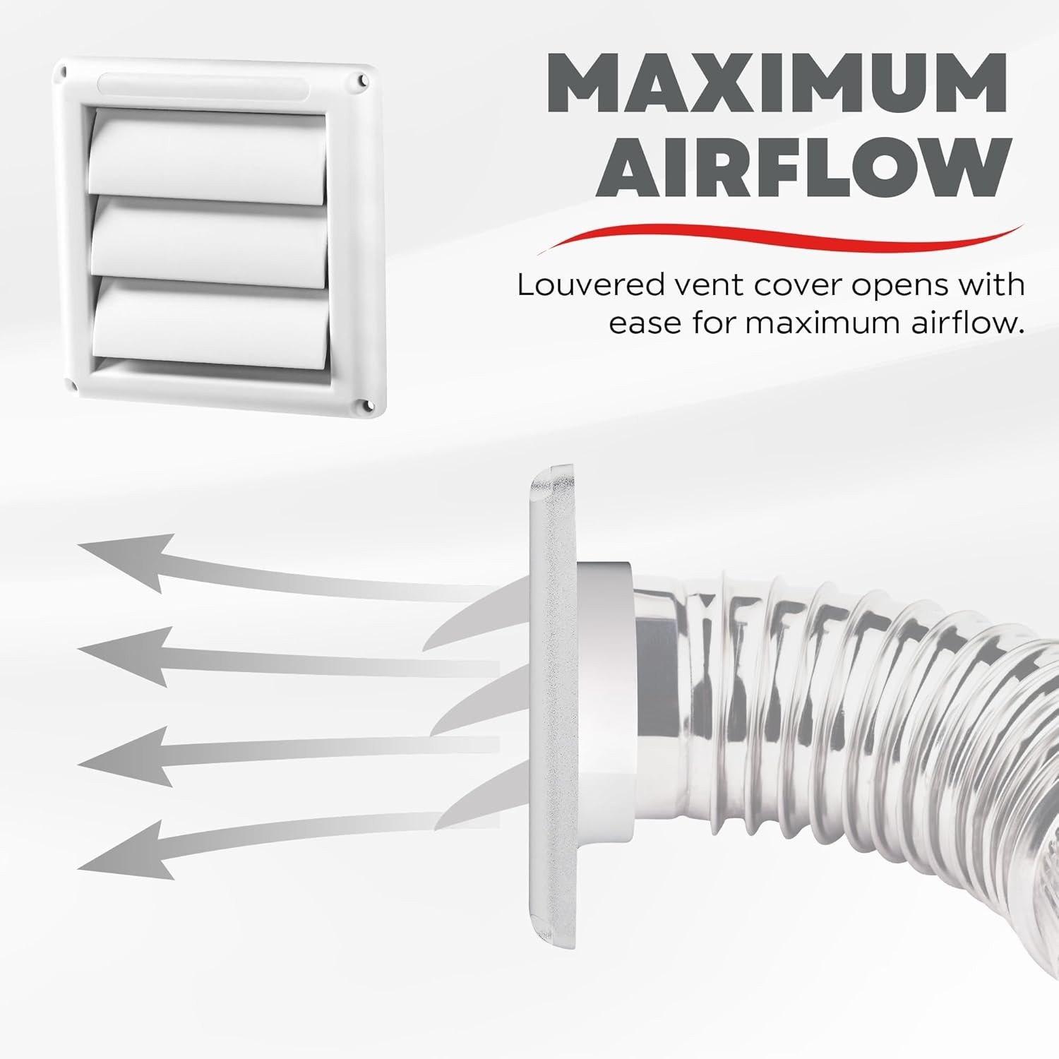 Deflecto Supurr-Vent Louvered Weather-Resistant Outdoor Plastic Dryer Vent