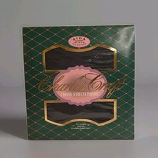 Charles Craft Aida Cross Stitch Fabric Black 14 Count 12"x18" New In Pkg SEALED 