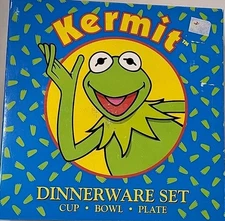 Rare Kermit The Frog Muppets Kid's Dinnerware Set - Plastic  Zak, 1993 Vintage 