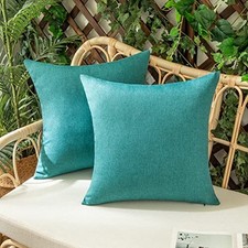 Set of 2 Outdoor Waterproof Throw Pillow 16" x 16" Pack of 2 Turquoise