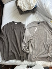 Pair Of Dockers Mens Size Large Acrylic Sweaters Cream And Brown 