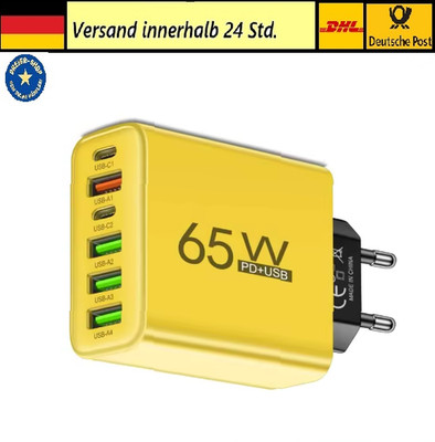 6-Fach USB SchnellLadegerät Multiport Charger Smartphone Usb-C Usb-A EU Stecker