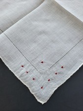 Vintage Ladies Hankie Embroidered Red Dots