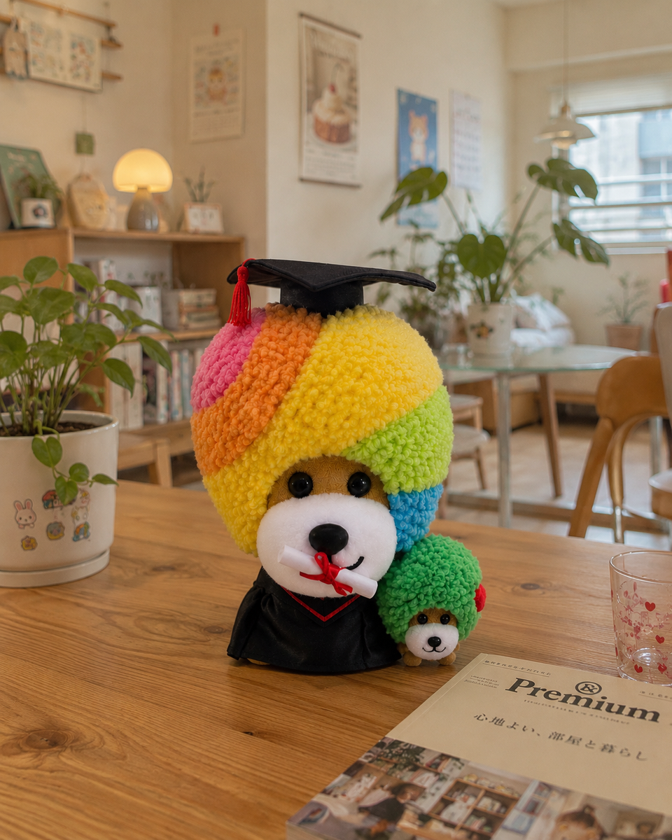 Vtg San-X Afro Ken Rainbow Graduation Plush Doll 11