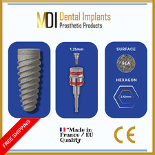 Spiral Dental Fixture  Internal Hex 2.42mm  Titanium Grade 5 SLA  MDI Dental