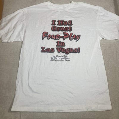 Vtg Las Vegas Four Play Sexy Cinema Ride Forum Shoppes T Shirt Caesars Casino XL