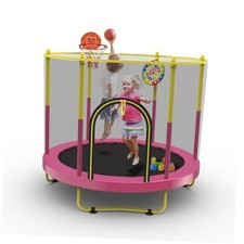 72" Trampoline for Kids with Net,6 FT Indoor  Outdoor Small Toddler Pink