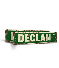DECLAN Vintage Style Rustic Street Sign Childrens Name Room Metal Road Sign