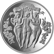 The Three Graces BU Celestial Beauty 1 Oz Silver Coin 1000 Francs Cameroon 2025