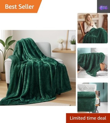 Ganzjahres Plüsch Fuzzy Fleecedecke 127x178 cm für Couch & Bett - Waldgrün