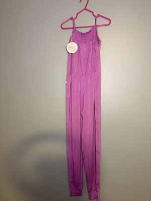 Snuggle Bums Purple Solid Sleeveless Ruffle Pullover Jersey Jumpsuit 7/8Y