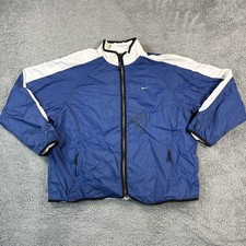 Nike Jacket Youth XL 18-20 Blue White Colorblock Windbreaker Full Zip Logo