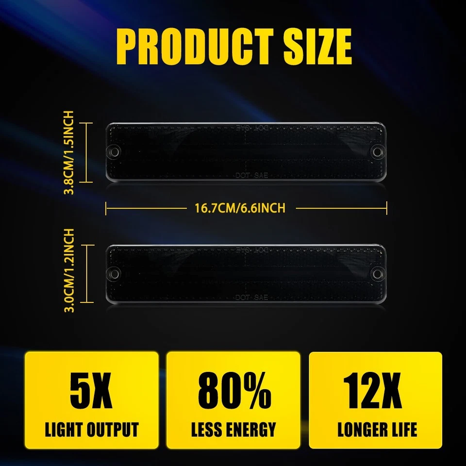 4X Smoked Front Rear LED Side Marker Lights For 1984-1991 Jeep Grand Wagoneer - Image 3 of 4