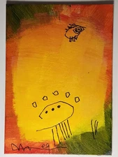 e9Art ACEO alien ship and alien outsider art brut naive