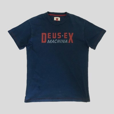 Deus Ex Machina Blue Indigo Red Patriotic Motorcycle Logo T Shirt Mens Size M