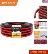 Versatile 10AWG OFC Pure Copper Wire - 25ft Speaker Cable for Amplifier More