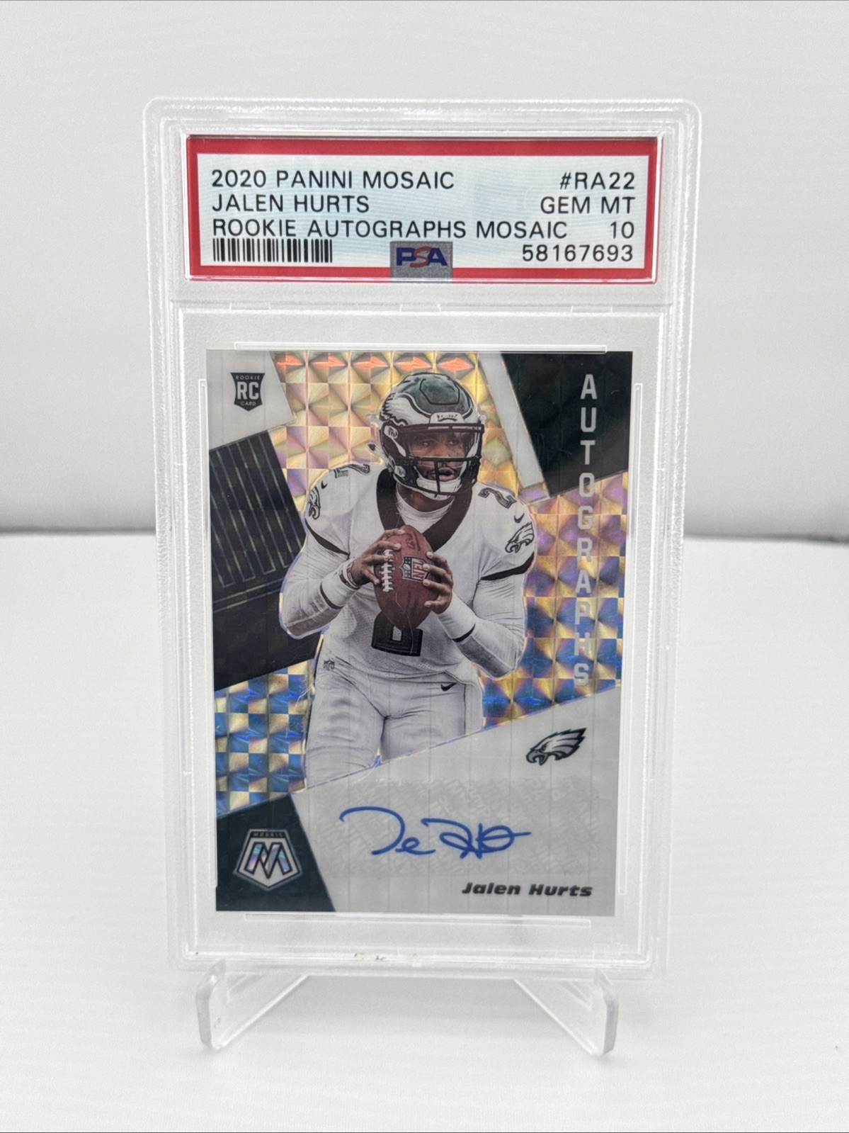 Jalen Hurts Panini Mosaic Rookie Autographs Mosaic #RA22 Base
