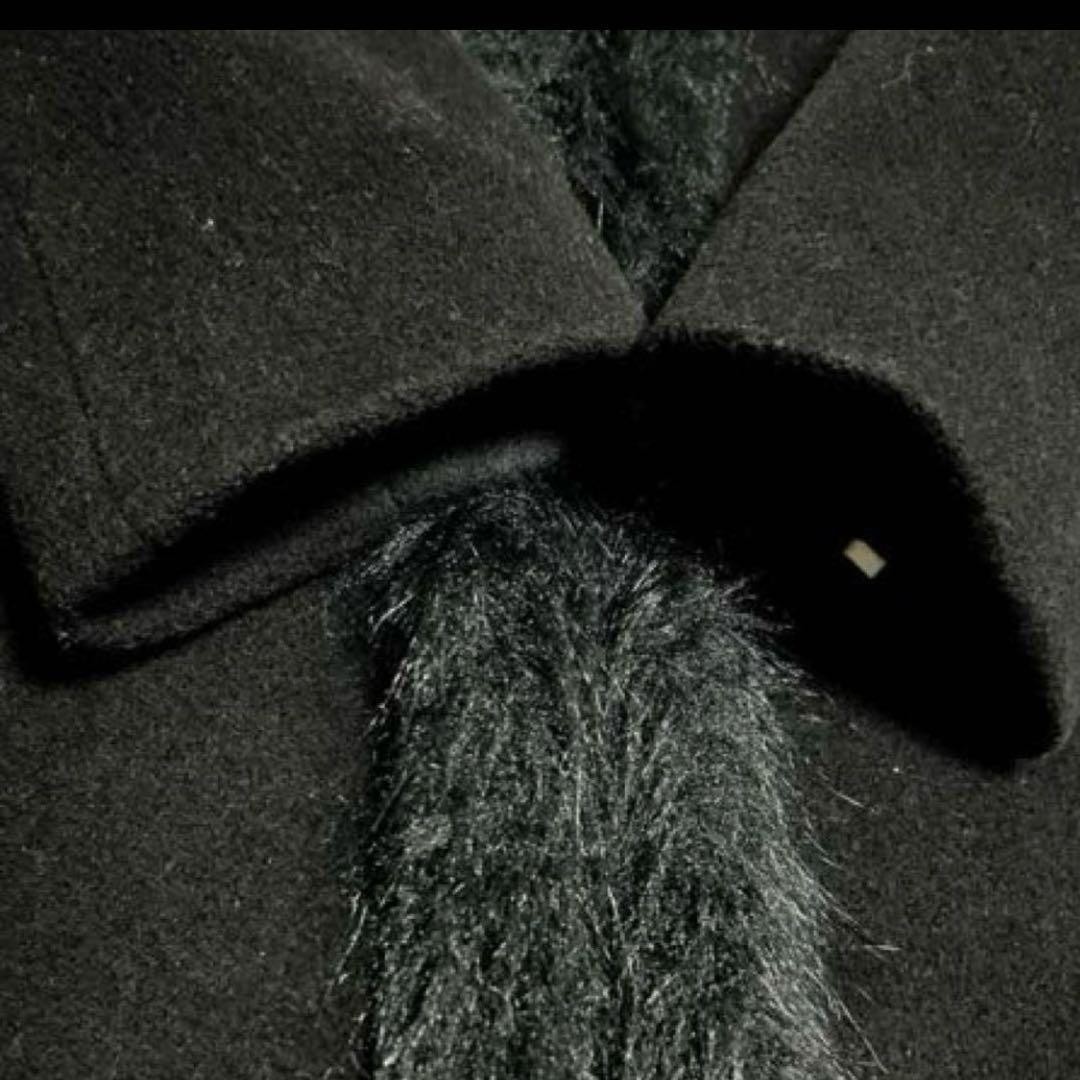 Burberry Blue Label Cashmere Blend Wool Long Coat Black Faux Fur Size S Used thumbnail 5