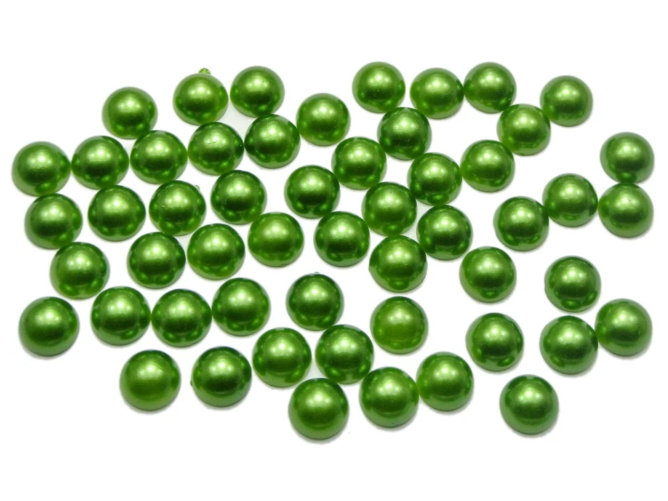 200 Dark Green Color Acrylic FlatBack Half Pearl Bead Flat Back 10mm Scrapbook - Image 2 of 4