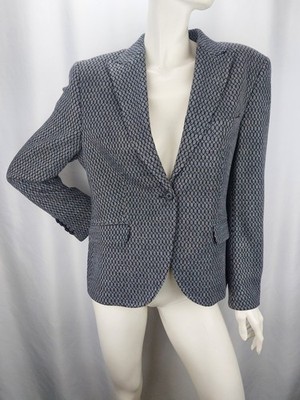 Cavallaro Napoli Damen Blazer 80 % Wolle Tailliert Taschenklappen Gr. L/ XL Blau