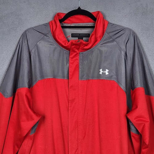 UNDER ARMOUR STORM Windbreaker Mens 2XL Red Ful Zip Jacket Performance Active - Picture 5 of 15