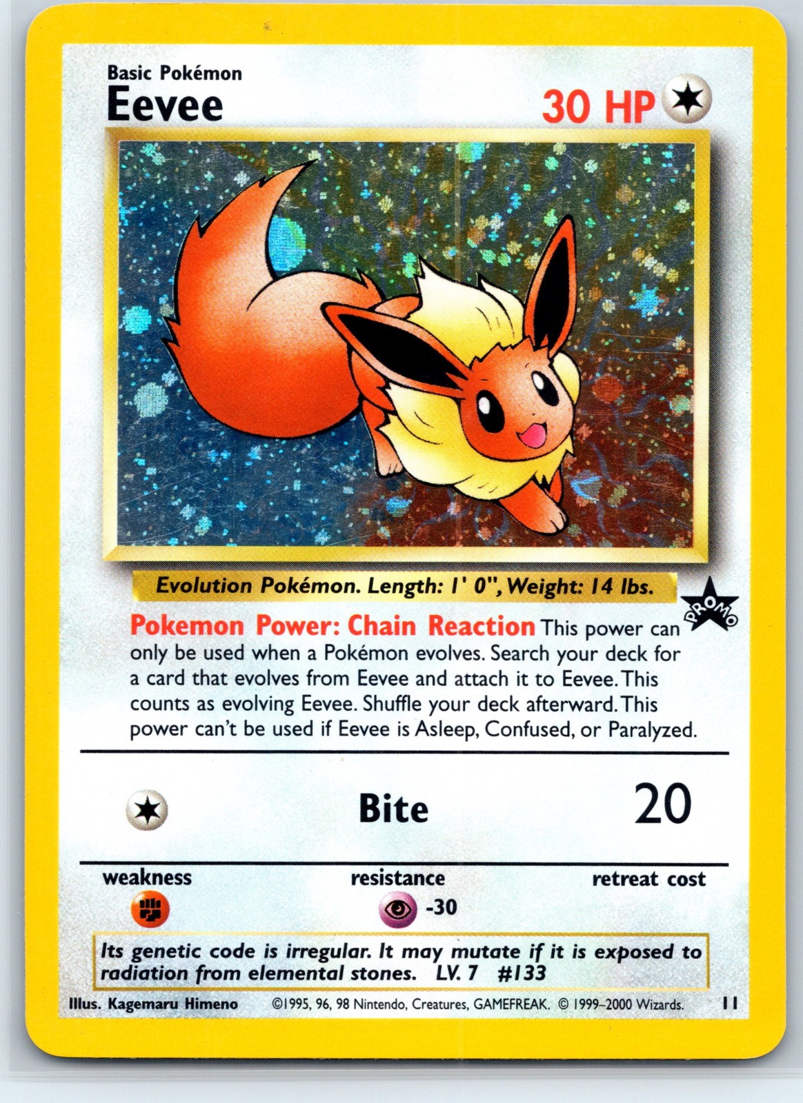 Eevee Promo WoTC Promo Holo 11/53 Pokemon Card LP