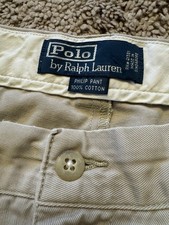 Vintage Polo Ralph Lauren Philip Chino Pants Mens 36x28 90s Khaki Tan Flat Front