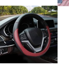 Elegant 15 Wine Red Steering Wheel Cover - Soft Microfiber Leather Comfort