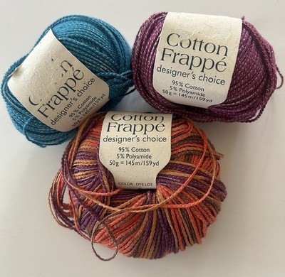 Elsebeth Lavold Cotton Frappe Yarn 3 balls 159 Yards Each turquoise purple multi