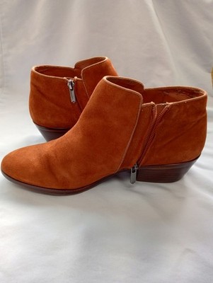 Women's Sam Edelman 'Petty' Size 9.5 Rust Ankle Boot Side Zip Block Heel Suede