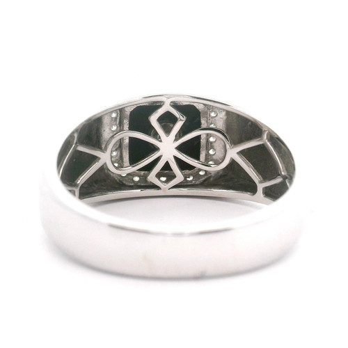 Herrenring Cirari 14 Karat Weißgold Onyx und Diamanten Größe 11 - Bild 6 von 8