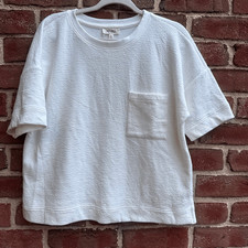 Haven Well Within Textured Short Sleeve Pocket Top White Women  s Medium NWOT