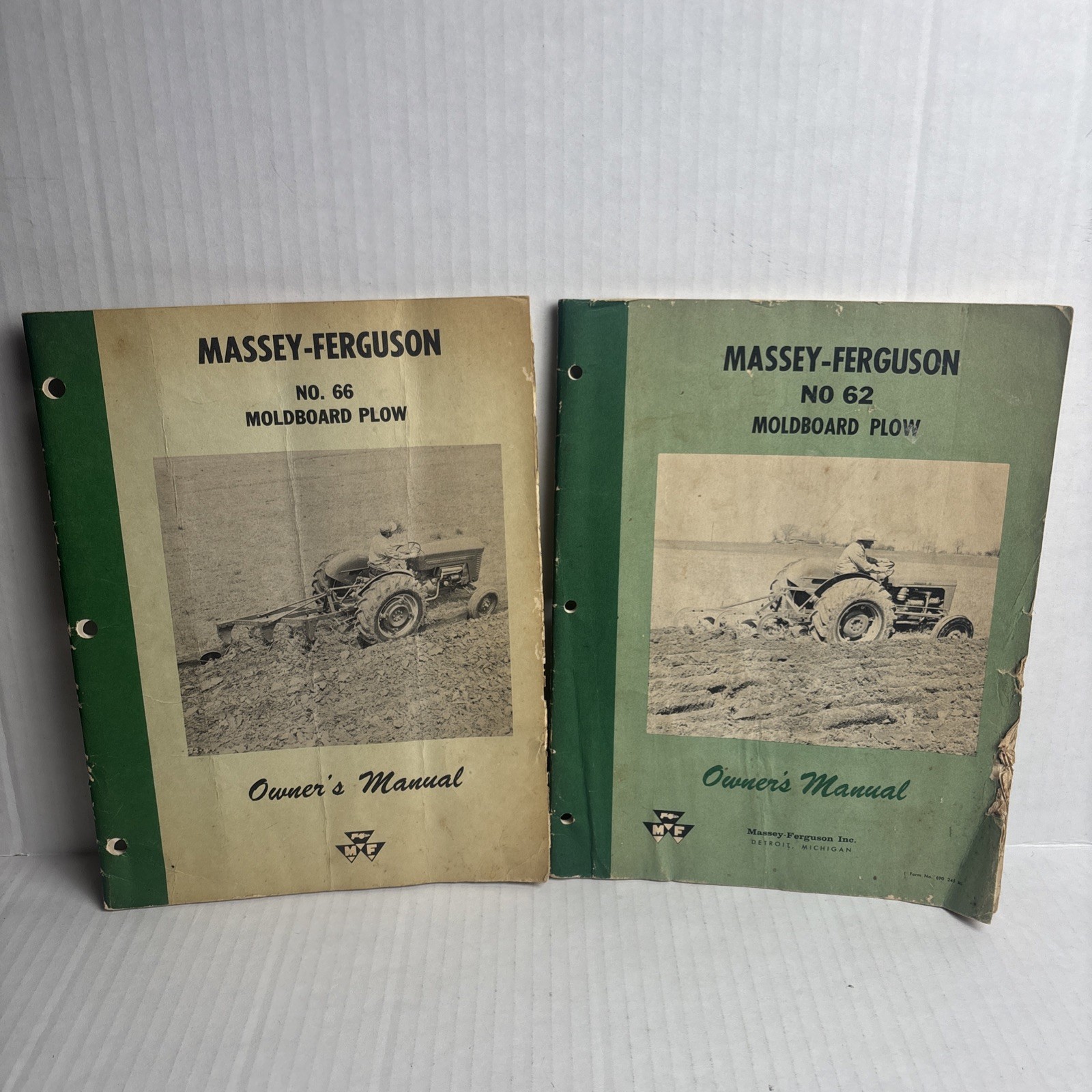 Vintage 1950s Massey Ferguson Moldboard Plow Owner's Manual No 66 & 62