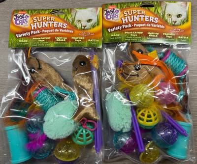 2 HARTZ SUPER HUNTERS TOY VARIETY PACK CATNIP FEATHER BALLS JUST FOR CATS NEW