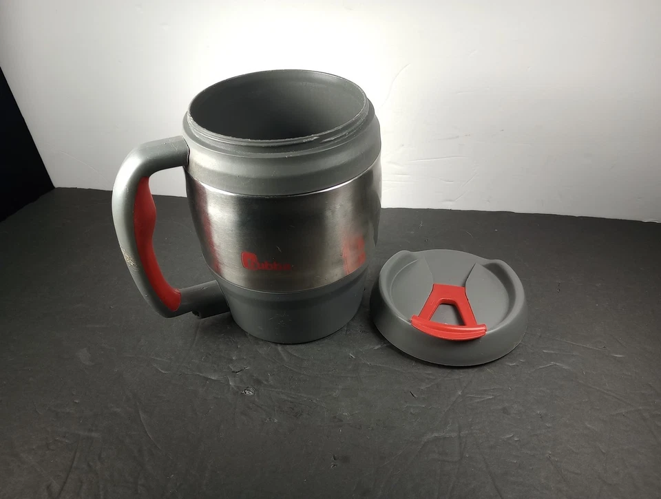 Taza vaso compuesto de acero inoxidable aislado Bubba Keg 52 oz gris y rojo con abierto Foto 3 de 4