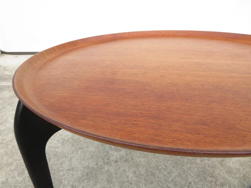 MESA AUXILIAR BANDEJA TECA FRITZ HANSEN Mediados de Siglo Plegable DANÉS MODERNO Soporte Foto 4 de 4