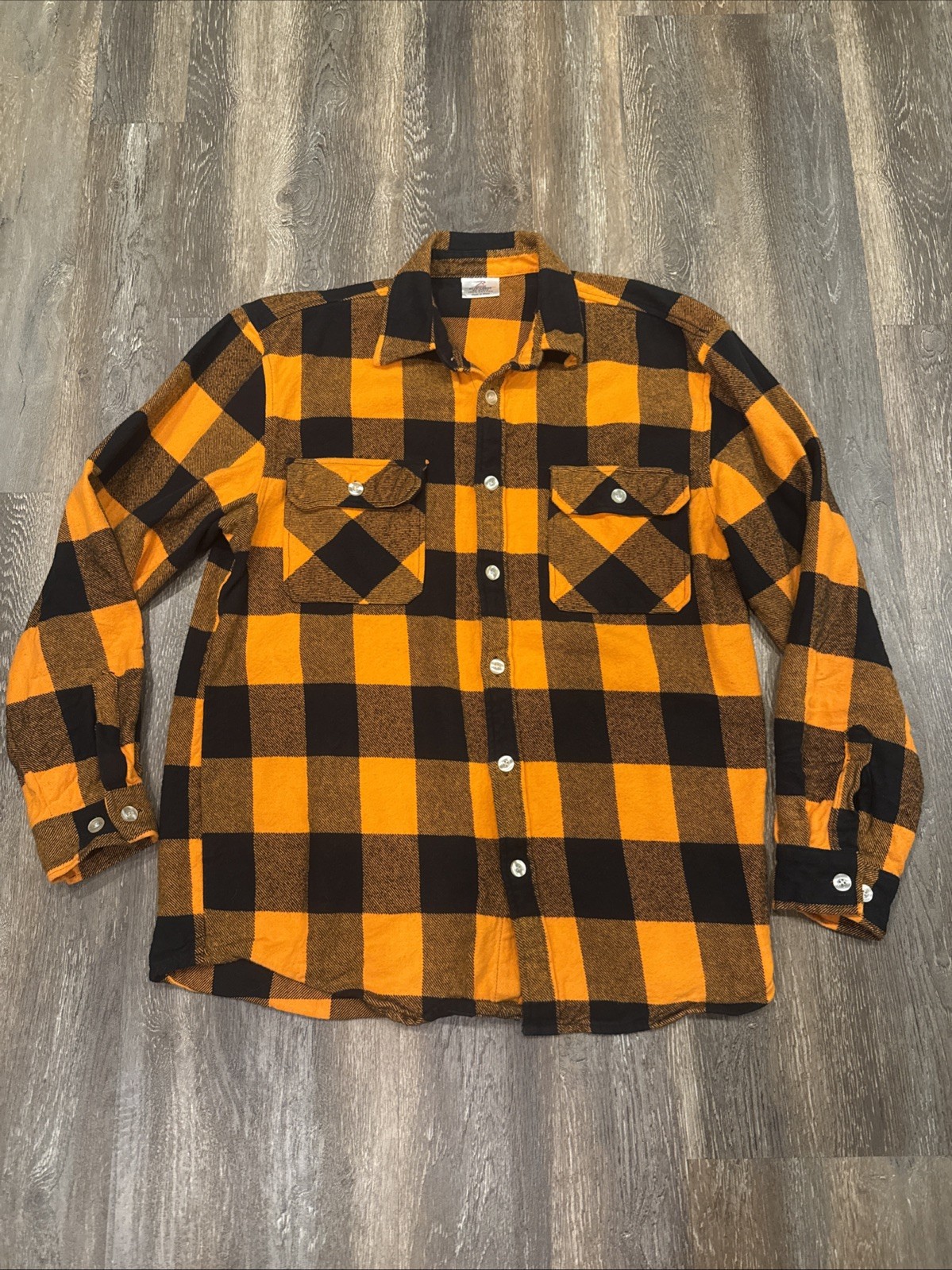 Rothco Men's Large Buffalo Plaid Heavy Flannel Shirt - Black & Orange