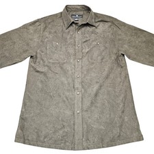 Vintage 90s Faux Suede Shirt Jacket M Green O...