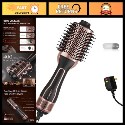 1000W Dual Voltage Hair Dryer Brush - Oval Barrel for All Hair Types, Fast Dryin